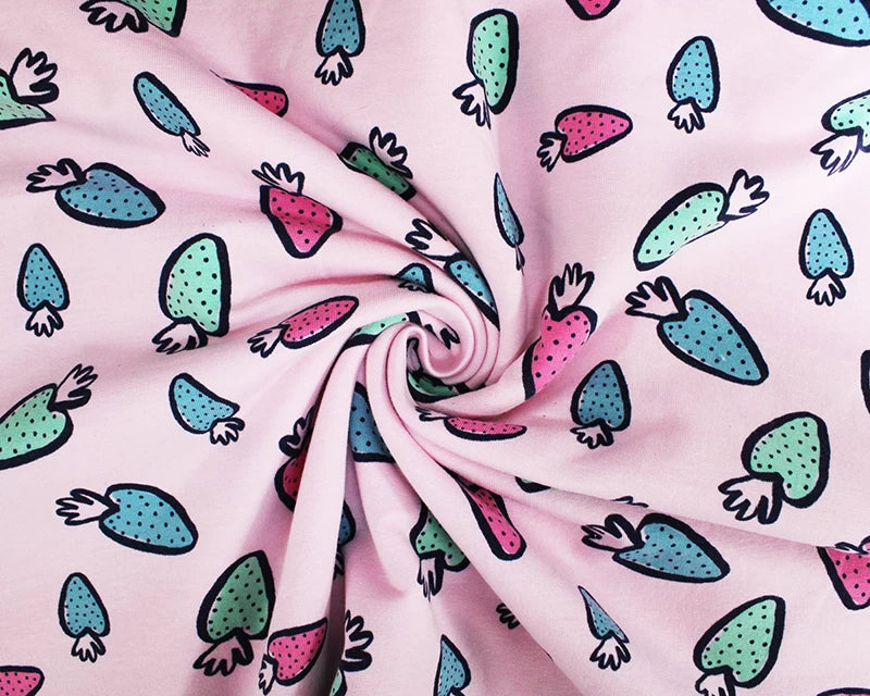 Strawberry Doodle Sweatshirting | OEKO-TEX