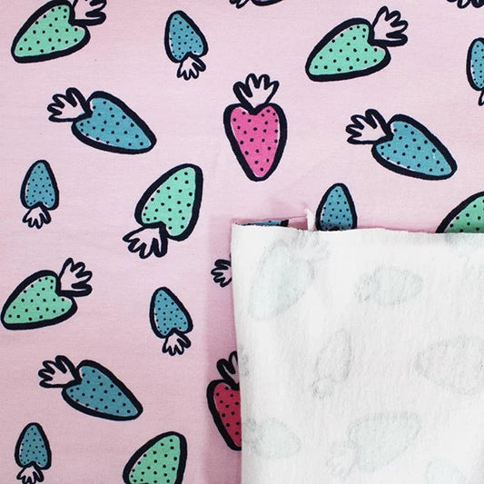 Strawberry Doodle Print Lightweight Sweatshirting