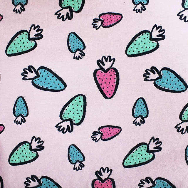 Strawberry Doodle Print Lightweight Sweatshirting