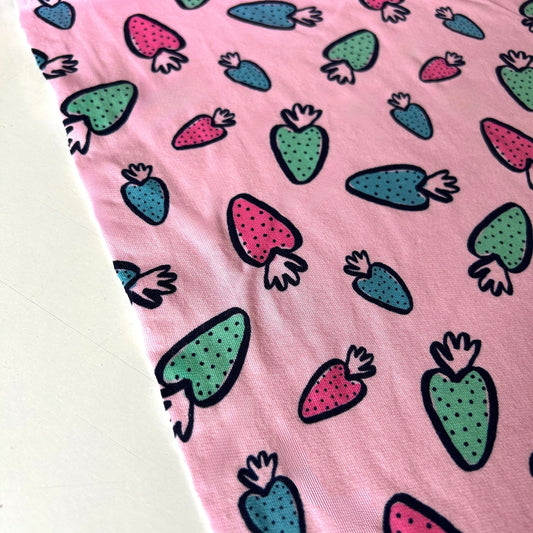 Strawberry Doodle Print Lightweight Sweatshirting