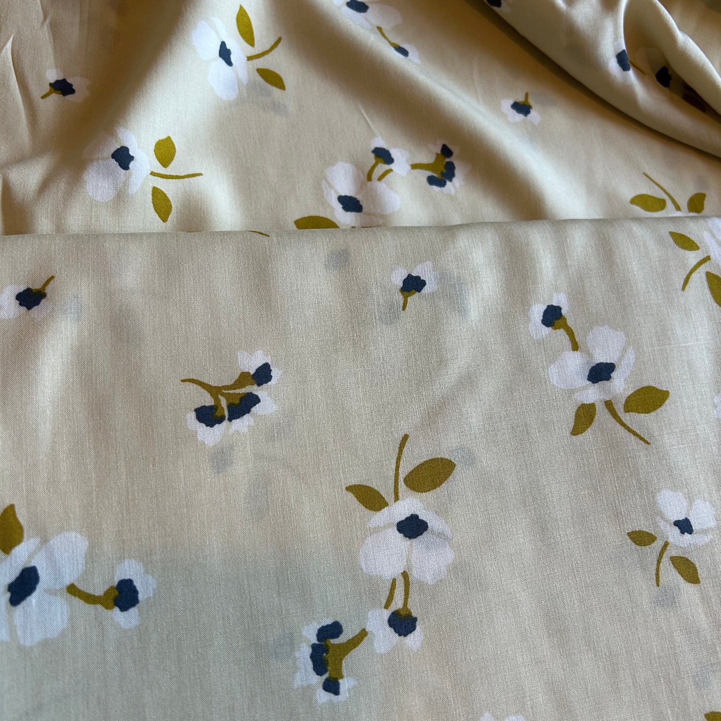 Cream Floral Viscose