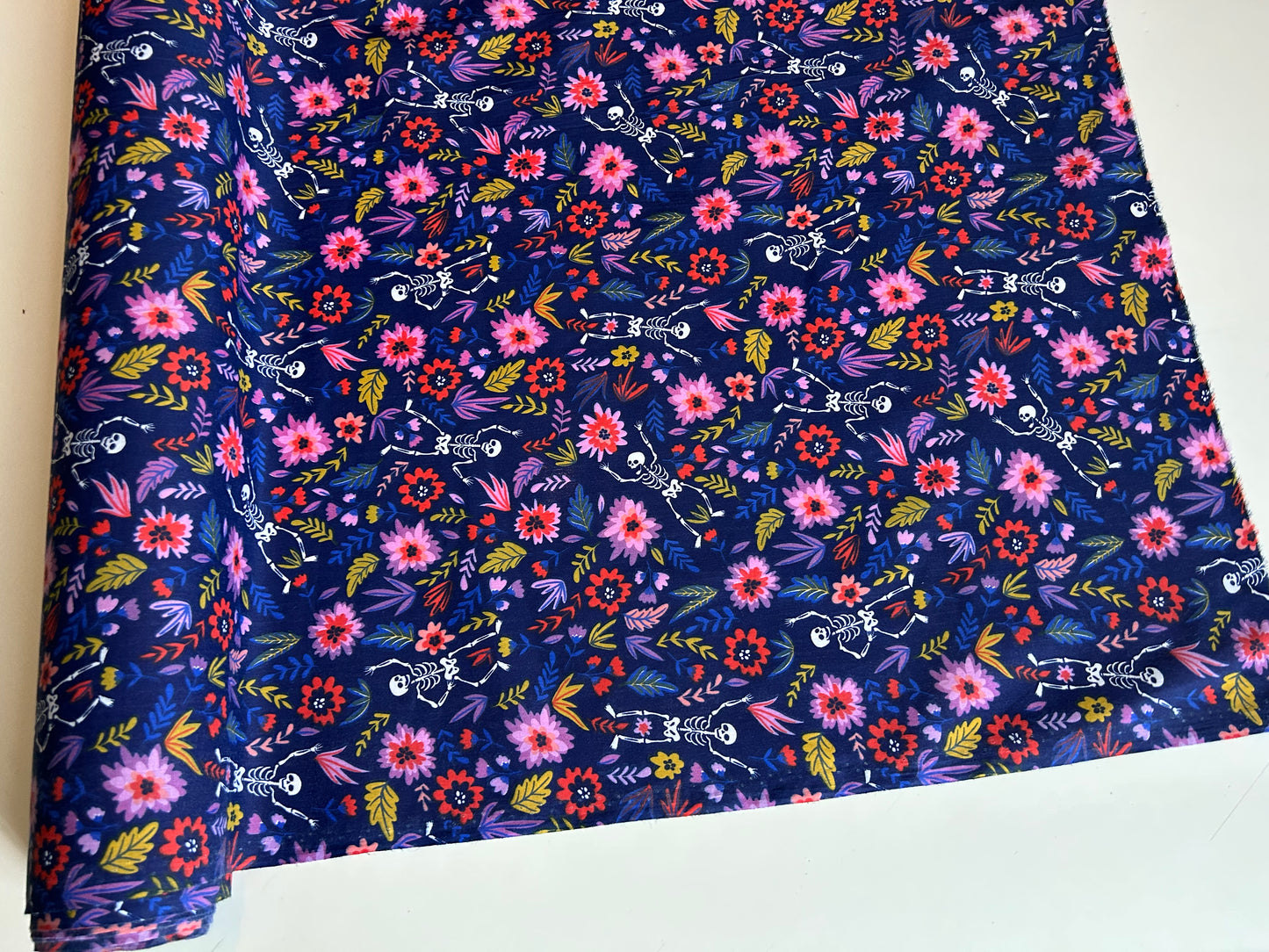 Skeleton Polycotton - Navy