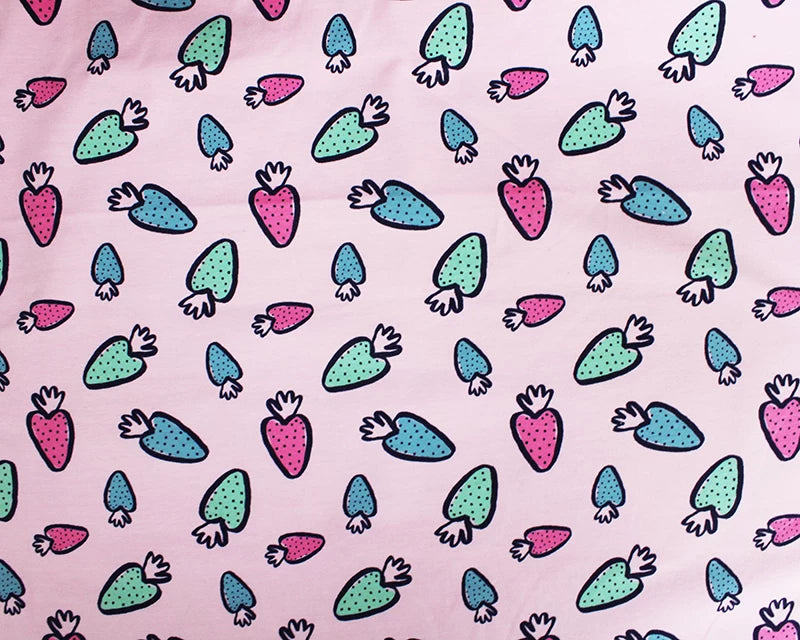 Strawberry Doodle Sweatshirting | OEKO-TEX