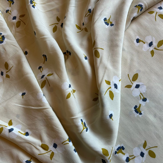 Cream Floral Viscose