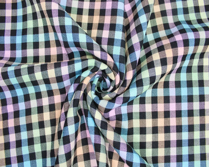 Polyviscose Pastel Rainbow Tartan