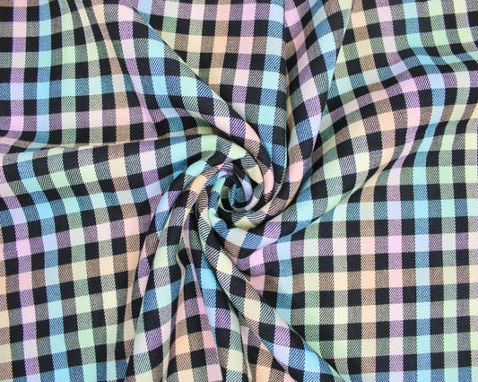 Polyviscose Pastel Rainbow Tartan