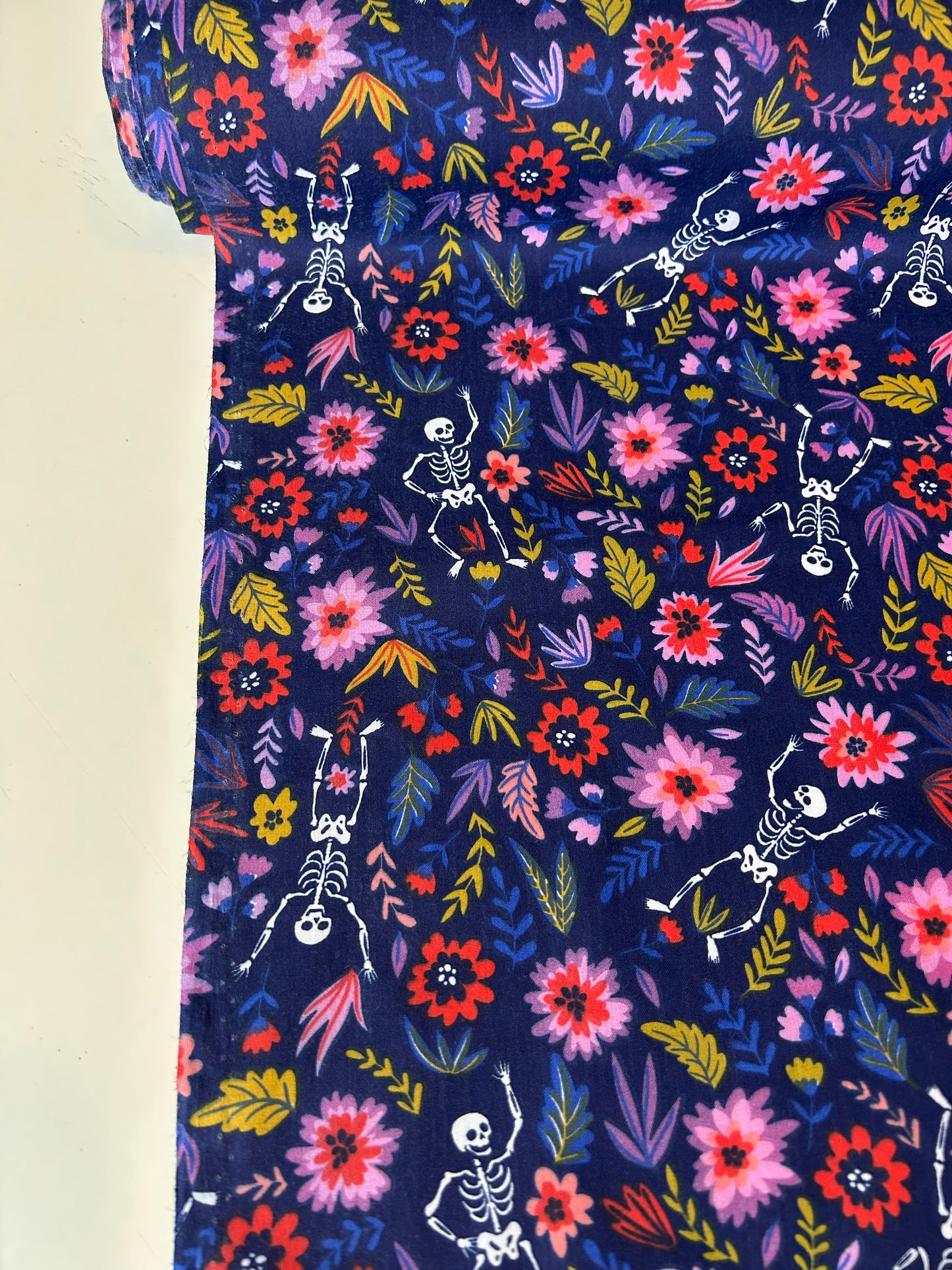 Skeleton Polycotton - Navy