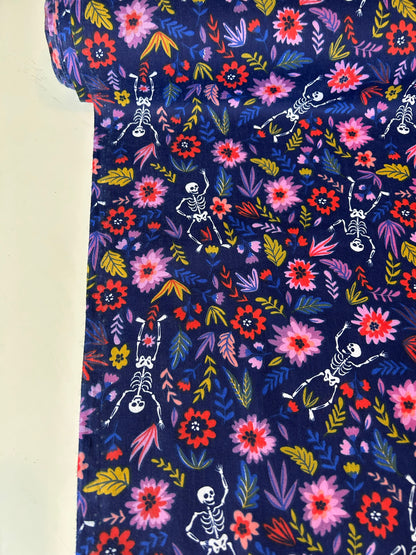 Skeleton Polycotton - Navy