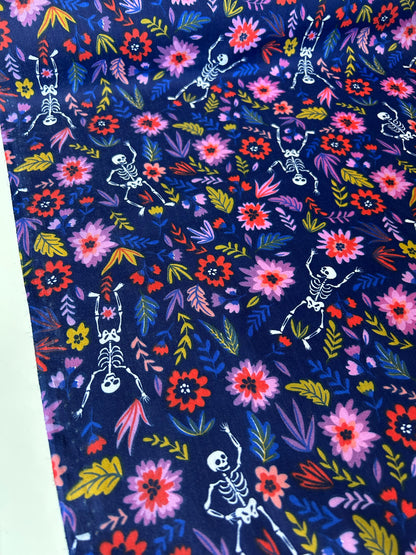 Skeleton Polycotton - Navy