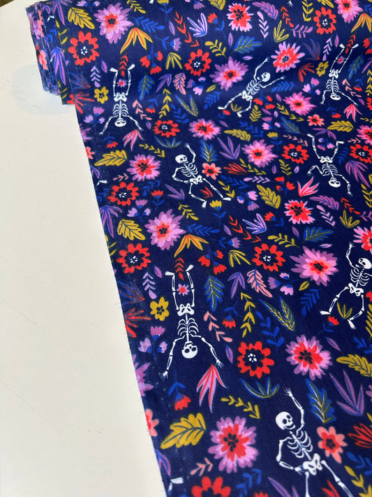 Skeleton Polycotton - Navy