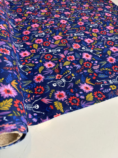 Skeleton Polycotton - Navy