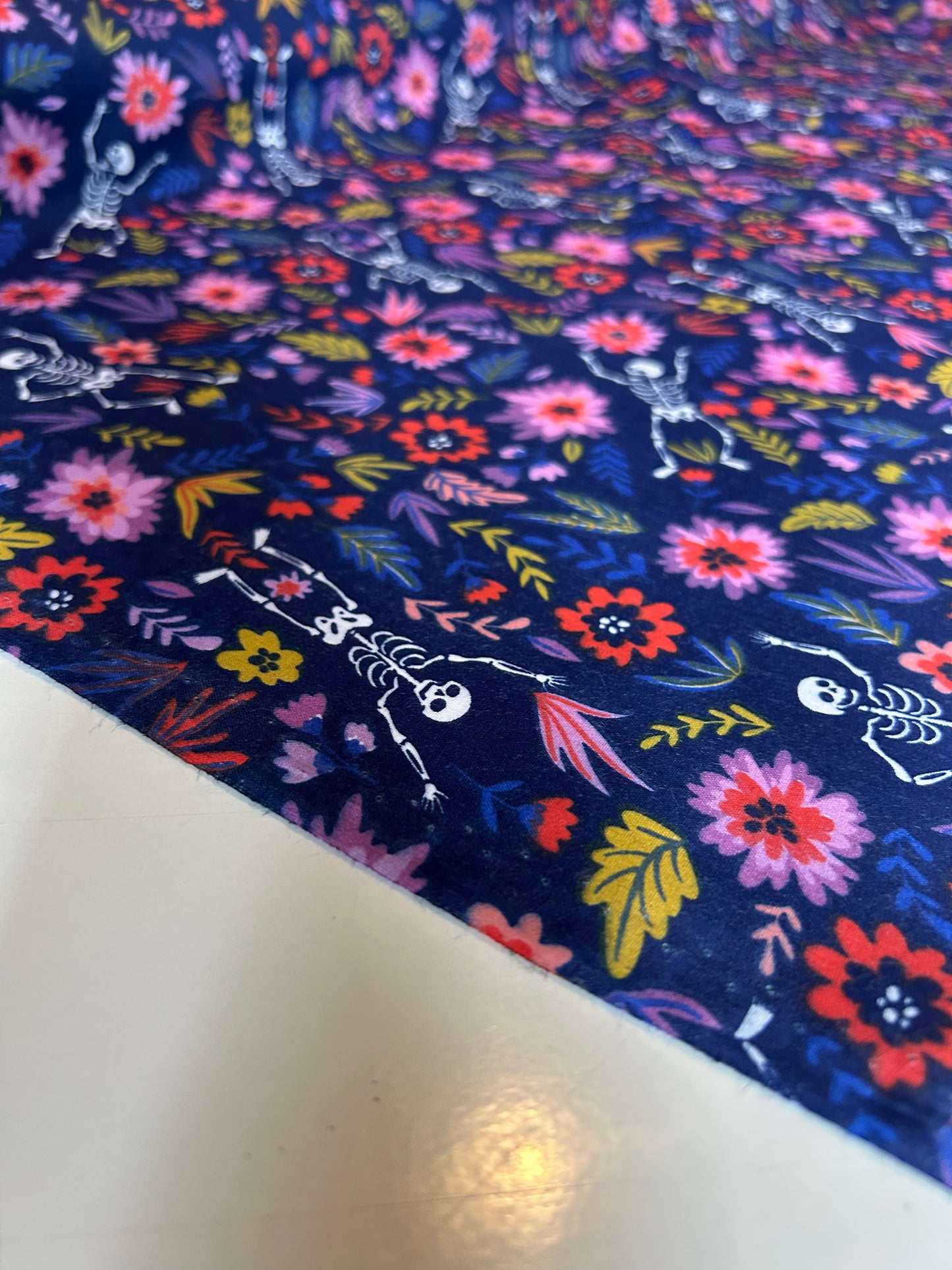 Skeleton Polycotton - Navy