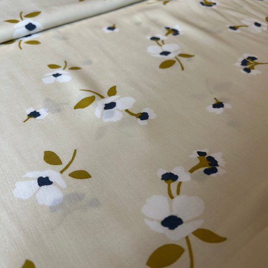 Cream Floral Viscose