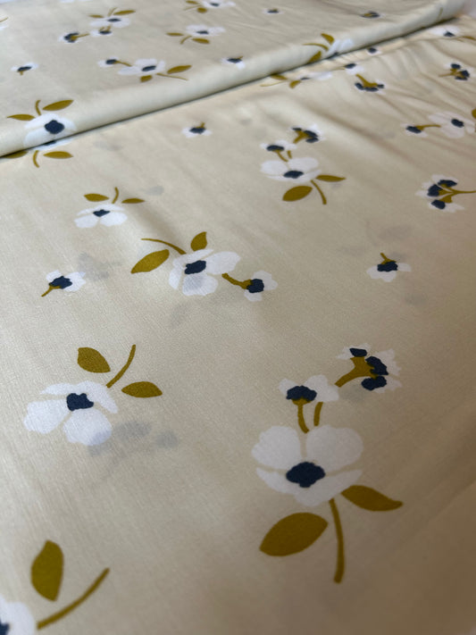 Cream Floral Viscose
