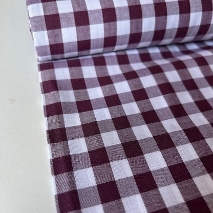 Yarn Dyed 9mm Cotton Gingham - Burgundy