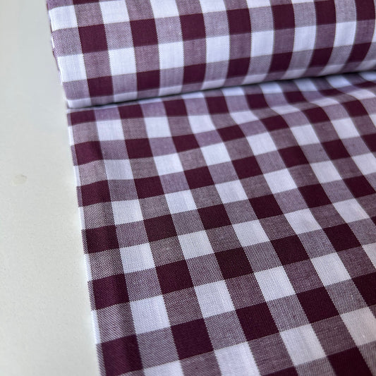 Yarn Dyed 9mm Cotton Gingham - Burgundy