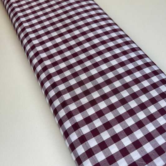 Yarn Dyed 9mm Cotton Gingham - Burgundy