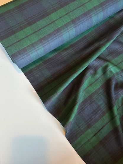 Yarn Dyed Brushed 100% Cotton Checks - Green/Blue Checks