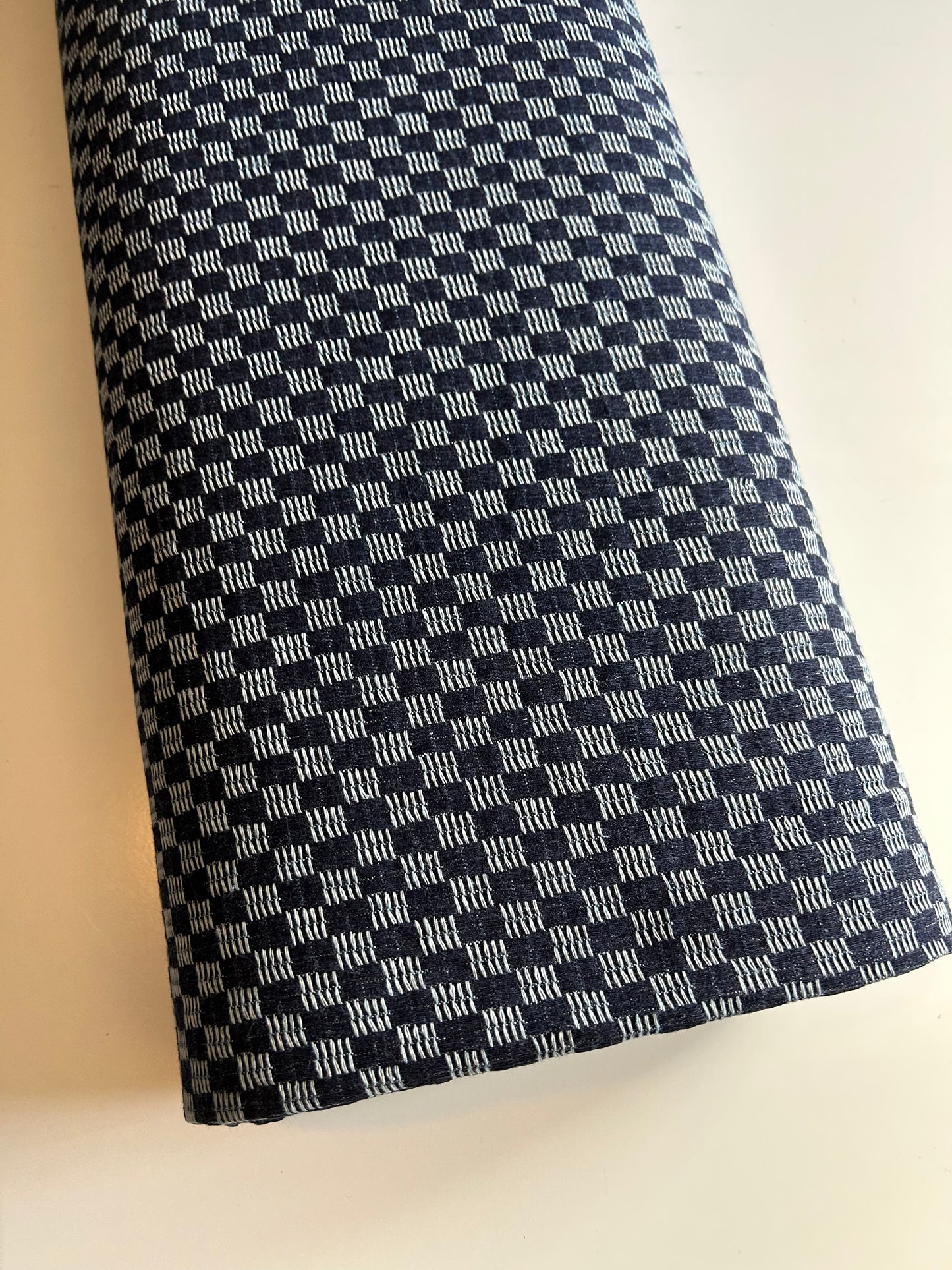 Premium Washed Denim Jacquard Cotton Blend - Checkerboard