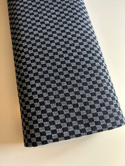 Premium Washed Denim Jacquard Cotton Blend - Checkerboard