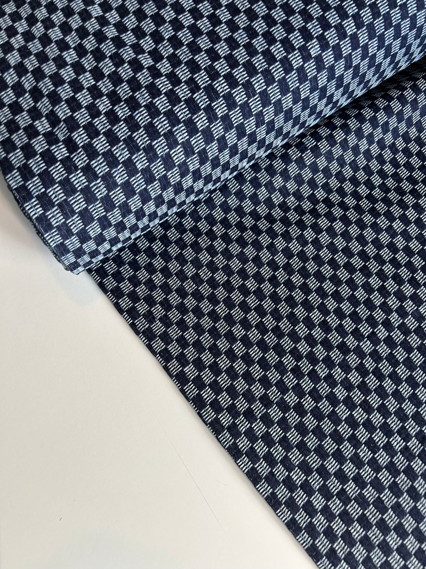 Premium Washed Denim Jacquard Cotton Blend - Checkerboard