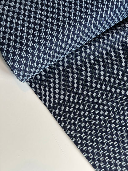 Premium Washed Denim Jacquard Cotton Blend - Checkerboard