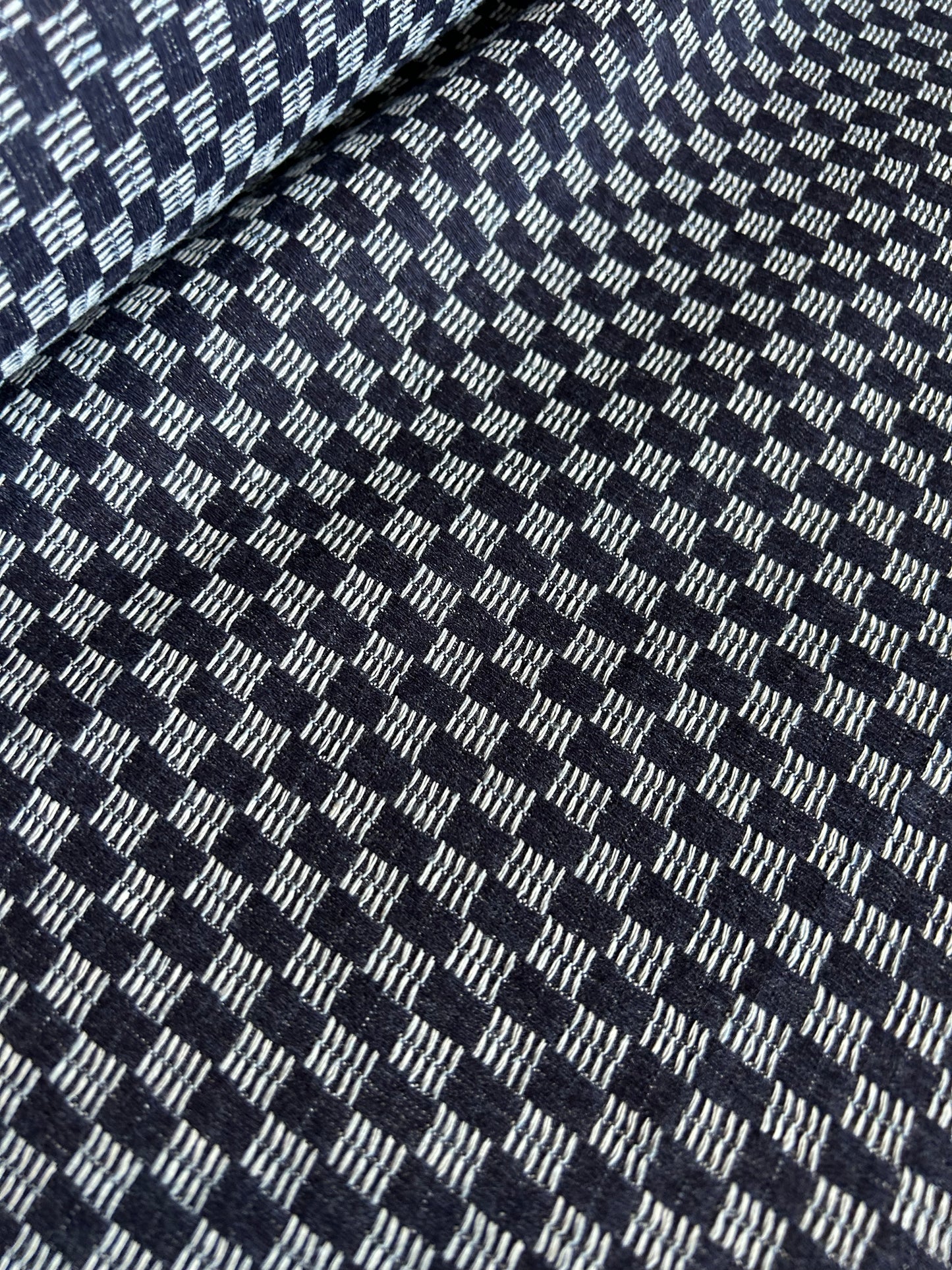 Premium Washed Denim Jacquard Cotton Blend - Checkerboard
