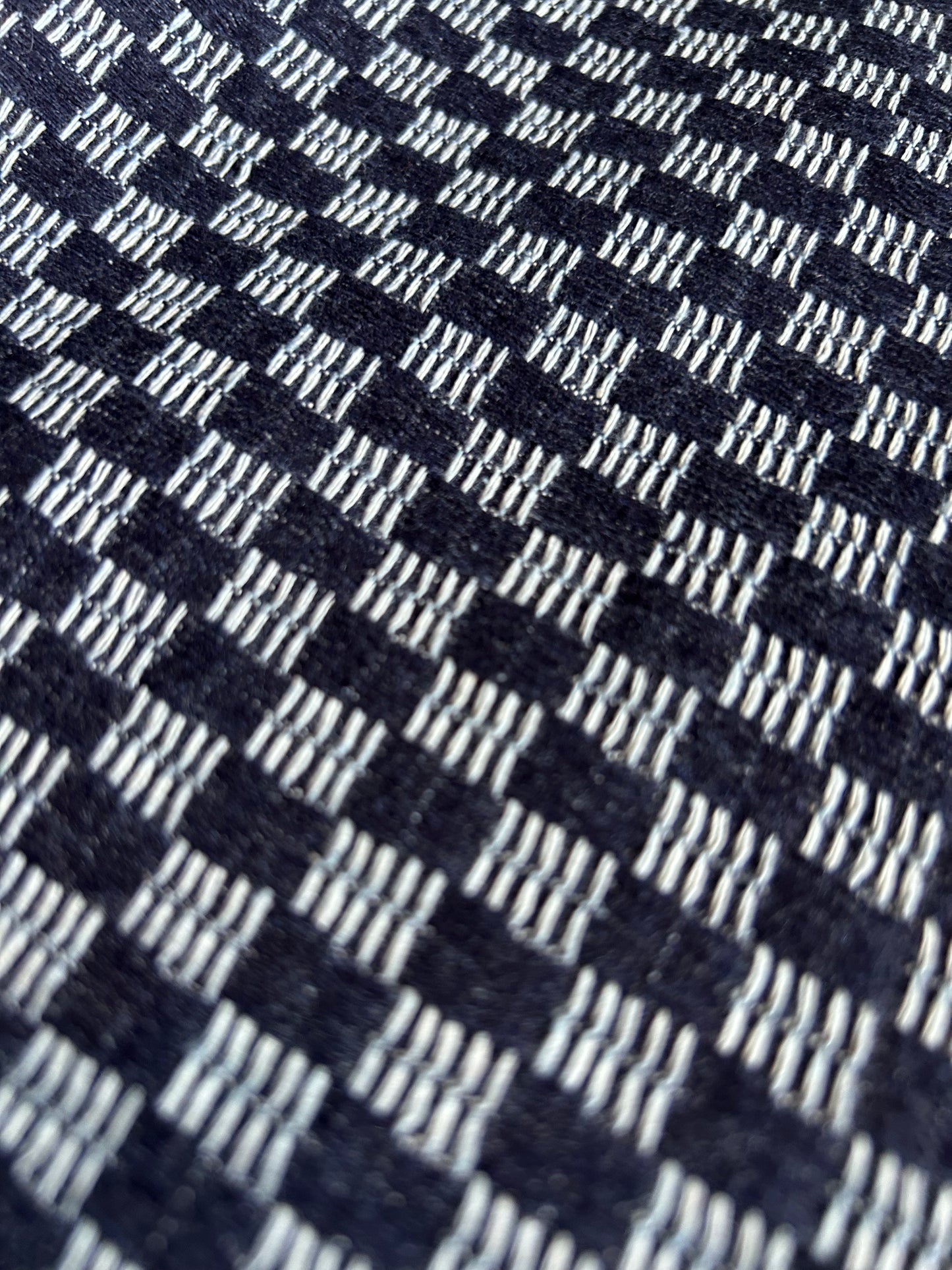 Premium Washed Denim Jacquard Cotton Blend - Checkerboard