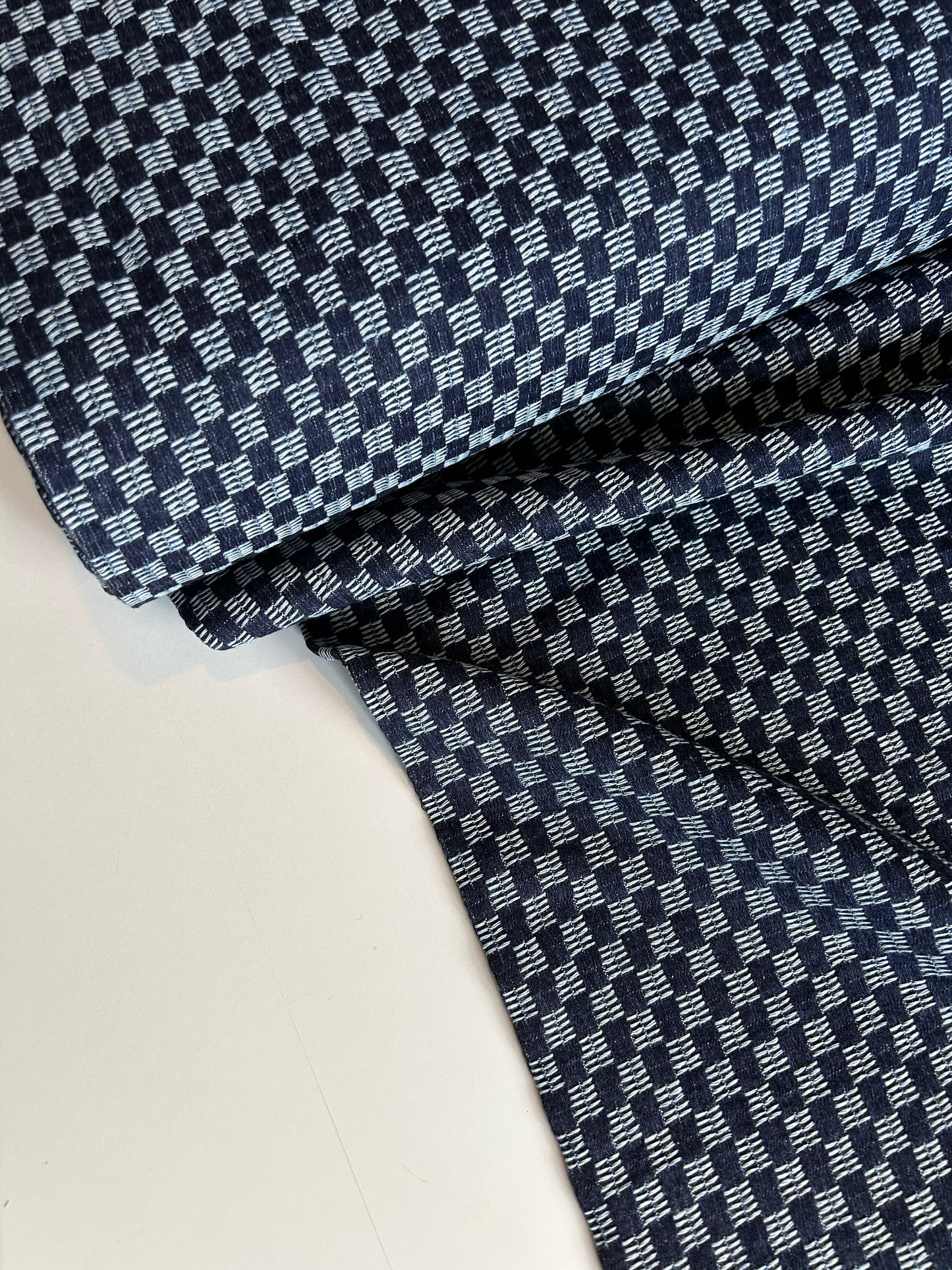 Premium Washed Denim Jacquard Cotton Blend - Checkerboard