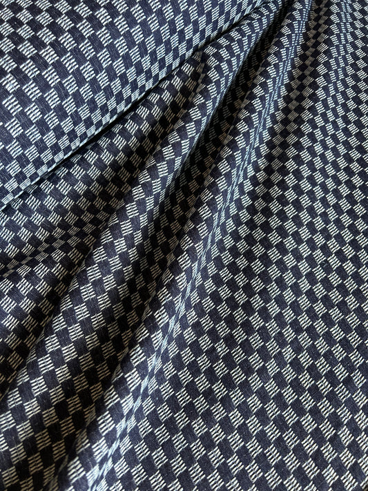 Premium Washed Denim Jacquard Cotton Blend - Checkerboard