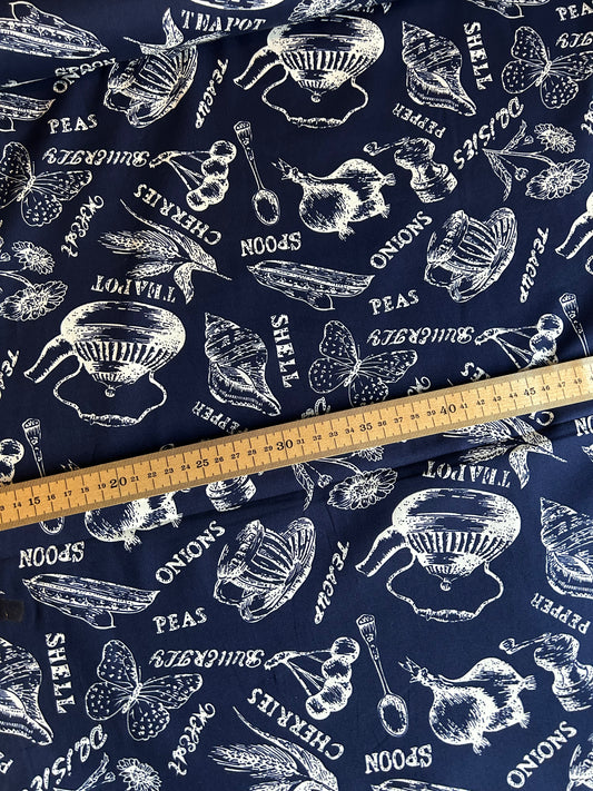 Navy Souvenir Print 100% Cotton